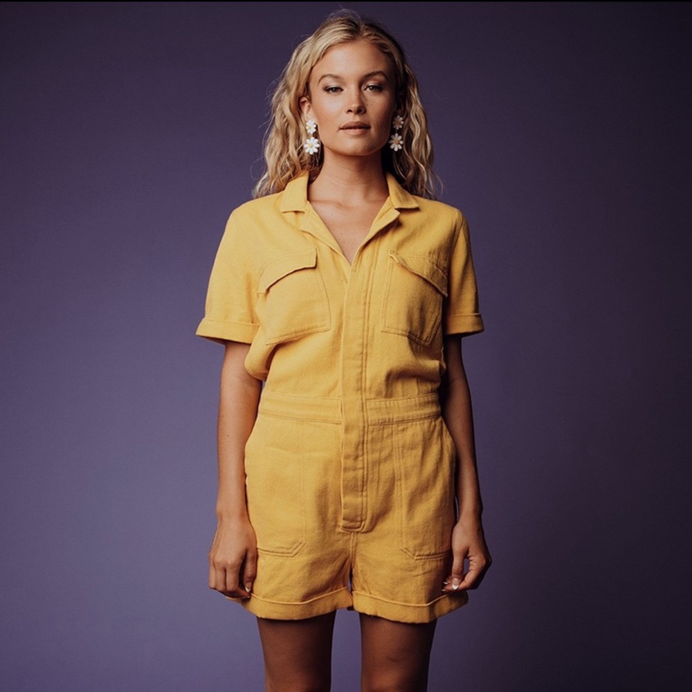 SOLD - yellow canvas utility jumpsuit 🔨